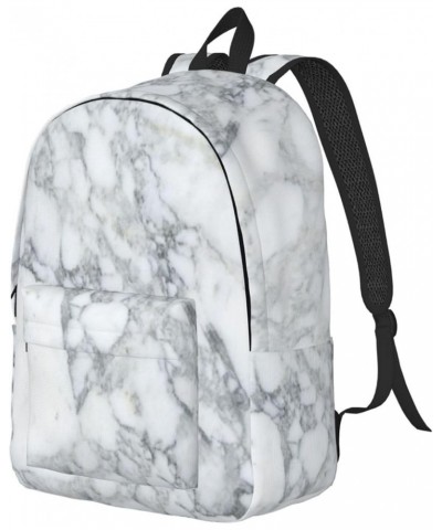 Light Black Marble Print Unisex Canvas Backpack Cute Backpack For Travel Sports Casual Aesthetic Backpack Black Medium $16.59...