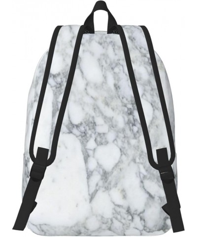 Light Black Marble Print Unisex Canvas Backpack Cute Backpack For Travel Sports Casual Aesthetic Backpack Black Medium $16.59...