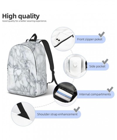 Light Black Marble Print Unisex Canvas Backpack Cute Backpack For Travel Sports Casual Aesthetic Backpack Black Medium $16.59...