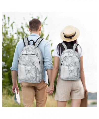 Light Black Marble Print Unisex Canvas Backpack Cute Backpack For Travel Sports Casual Aesthetic Backpack Black Medium $16.59...