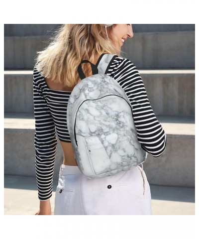 Light Black Marble Print Unisex Canvas Backpack Cute Backpack For Travel Sports Casual Aesthetic Backpack Black Medium $16.59...