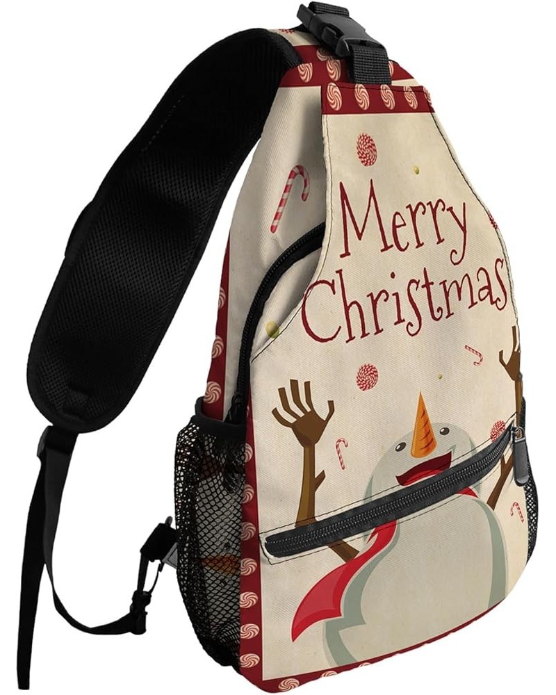 Sling Backpack, Christmas White Snowflake Black Background Waterproof Lightweight Small Sling Bag, Travel Chest Bag Crossbody...