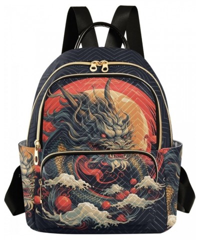 Women's Medium Fashion Backpack Dragon Red Sun Print Ladies Travel Daypack Aesthetic Shoulder Bag 11.4×6.1×14.1 IN $16.20 Bac...