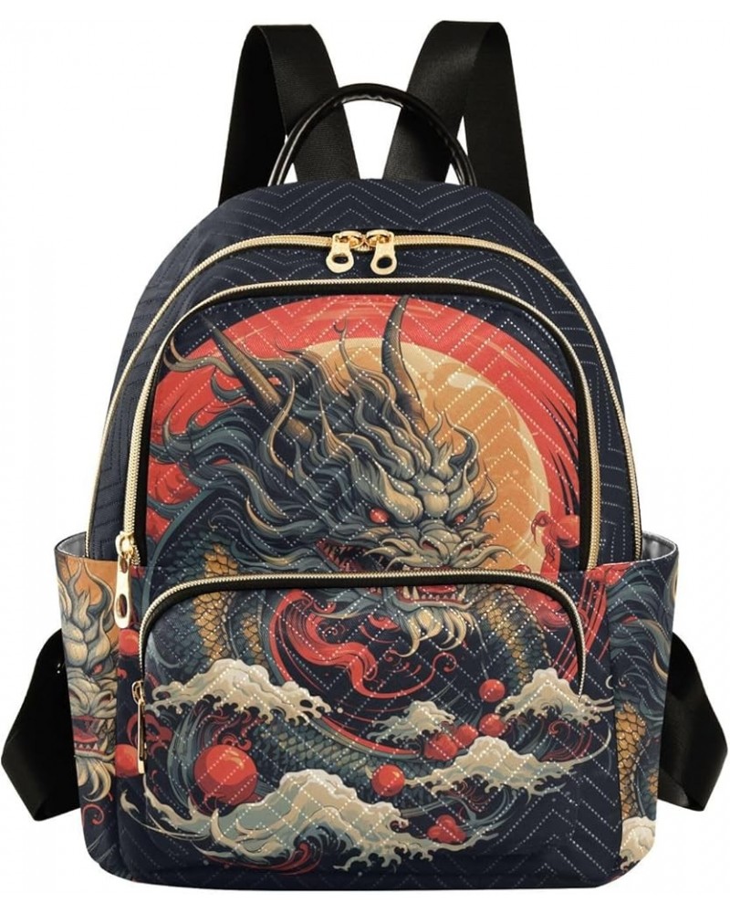 Women's Medium Fashion Backpack Dragon Red Sun Print Ladies Travel Daypack Aesthetic Shoulder Bag 11.4×6.1×14.1 IN $16.20 Bac...