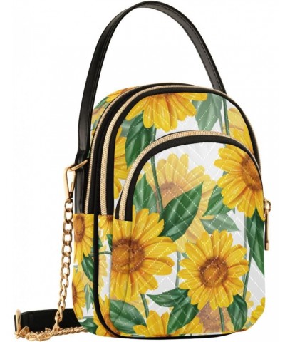 Crossbody Bag for Women, Sunflower Pattern Phone Purse Detachable Chain Bag Shoulder Handbag Wallet $13.67 Crossbody Bags