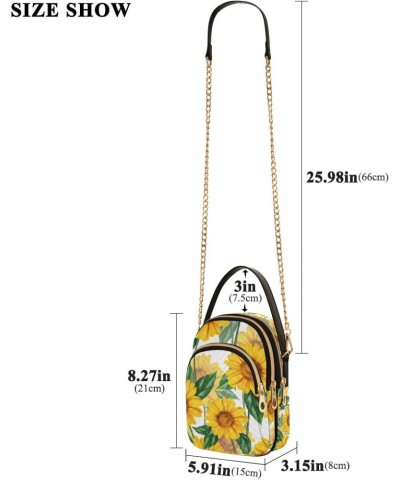 Crossbody Bag for Women, Sunflower Pattern Phone Purse Detachable Chain Bag Shoulder Handbag Wallet $13.67 Crossbody Bags