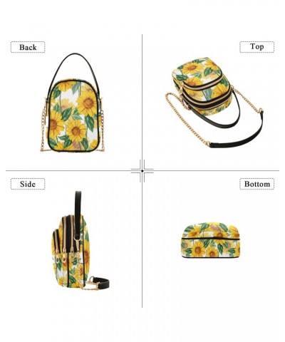 Crossbody Bag for Women, Sunflower Pattern Phone Purse Detachable Chain Bag Shoulder Handbag Wallet $13.67 Crossbody Bags