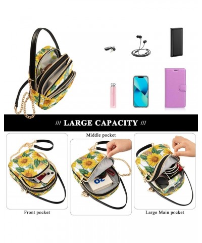 Crossbody Bag for Women, Sunflower Pattern Phone Purse Detachable Chain Bag Shoulder Handbag Wallet $13.67 Crossbody Bags