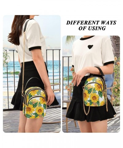 Crossbody Bag for Women, Sunflower Pattern Phone Purse Detachable Chain Bag Shoulder Handbag Wallet $13.67 Crossbody Bags