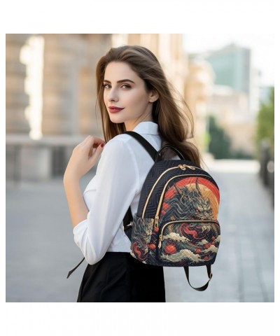 Women's Medium Fashion Backpack Dragon Red Sun Print Ladies Travel Daypack Aesthetic Shoulder Bag 11.4×6.1×14.1 IN $16.20 Bac...