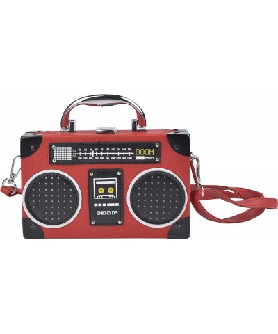 Tape Shaped Shoulder Bag Radio Recorder PU Crossbody Bag Women's Retro Evening Bag Handbag Clutch Purse H-radio 02-red $13.91...