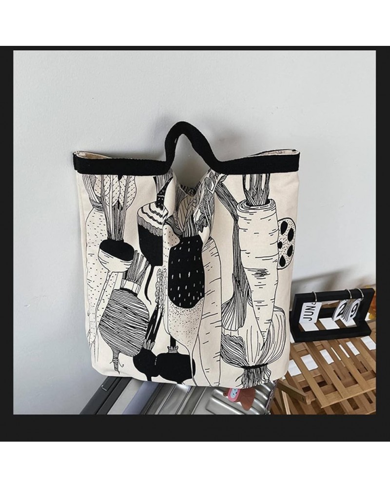 NC Ins New Hand Bag idle Style Large Capacity Shopping Bag Graffiti wenyifan White Radish baiseluobu $9.35 Handbags