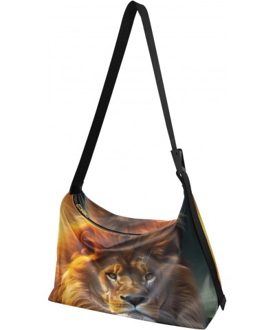 Beautiful Lion Shoulder Bag for Women Waterproof PU Leather Hobo Bags Crossbody Purse with Zipper Closure $18.47 Shoulder Bags