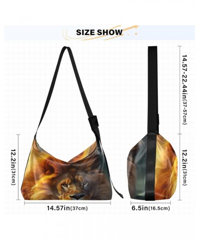 Beautiful Lion Shoulder Bag for Women Waterproof PU Leather Hobo Bags Crossbody Purse with Zipper Closure $18.47 Shoulder Bags