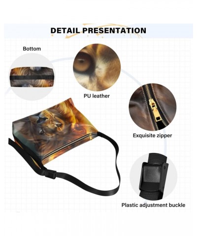 Beautiful Lion Shoulder Bag for Women Waterproof PU Leather Hobo Bags Crossbody Purse with Zipper Closure $18.47 Shoulder Bags