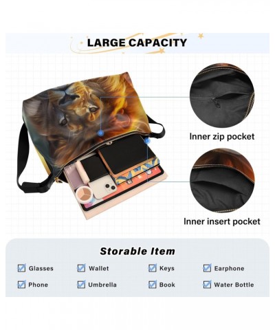 Beautiful Lion Shoulder Bag for Women Waterproof PU Leather Hobo Bags Crossbody Purse with Zipper Closure $18.47 Shoulder Bags