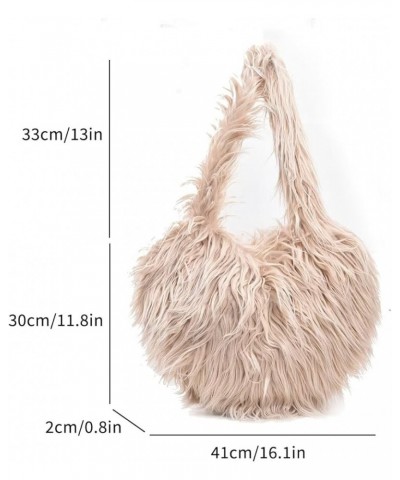 Y2K Furry Purse Star Shaped Heart-shaped Shoulder Bag Faux Fur Pentagram Handbag Fluffy Tote Plush Bag for Women C-khaki $17....