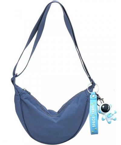 Crescent Crossbody Bag for Women, Dumpling Half Moon Bag, Shoulder Bag Blue $9.17 Crossbody Bags