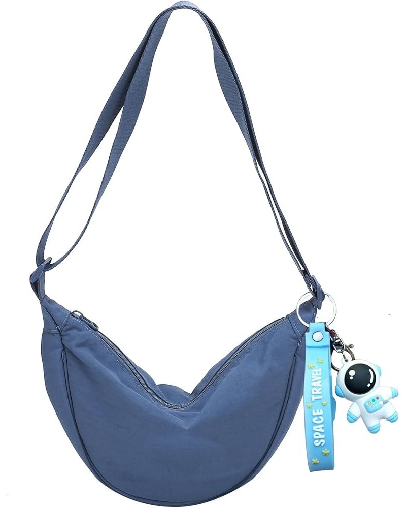 Crescent Crossbody Bag for Women, Dumpling Half Moon Bag, Shoulder Bag Blue $9.17 Crossbody Bags