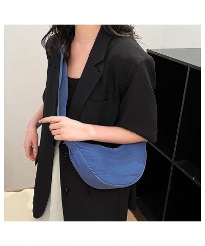 Crescent Crossbody Bag for Women, Dumpling Half Moon Bag, Shoulder Bag Blue $9.17 Crossbody Bags