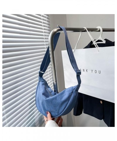 Crescent Crossbody Bag for Women, Dumpling Half Moon Bag, Shoulder Bag Blue $9.17 Crossbody Bags