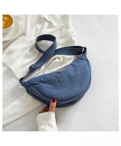 Crescent Crossbody Bag for Women, Dumpling Half Moon Bag, Shoulder Bag Blue $9.17 Crossbody Bags