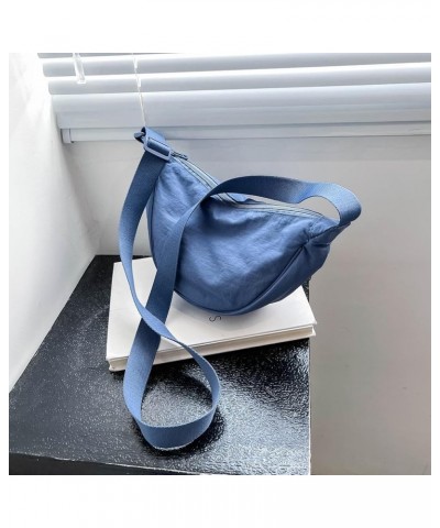 Crescent Crossbody Bag for Women, Dumpling Half Moon Bag, Shoulder Bag Blue $9.17 Crossbody Bags