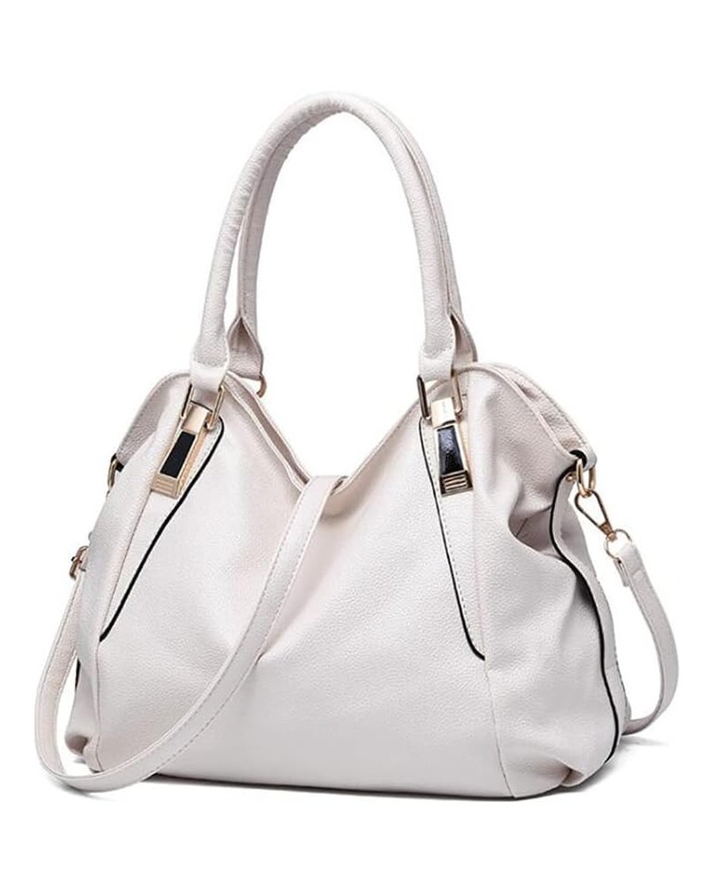 Women Soft Synthetic Patent Leather Handbag Large Capacity Female Tote Clutches Shoulder Messenger Crossbody Bag Beige $31.97...