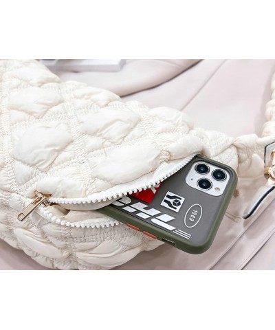 Quilted Shoulder Bag for Women Trendy Designer Tote Handbag Shiny Hobo Bag Dumpling Bag Fairy Cloud Purse A-khaki $37.44 Totes