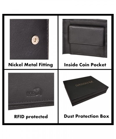 Genuine Leather Medium Black RFID Protected Men Wallet (7 Card Slots), Black, M, Casual $17.94 Wallets