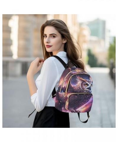 Small Fashion Backpack for Women Owl Space Style Print Ladies Travel Daypack Aesthetic Shoulder Bag 10.2×5.1×12.5 IN $15.36 B...