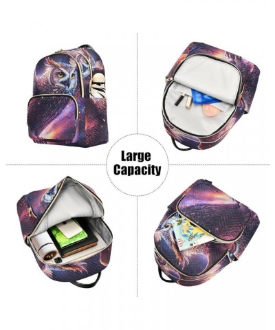 Small Fashion Backpack for Women Owl Space Style Print Ladies Travel Daypack Aesthetic Shoulder Bag 10.2×5.1×12.5 IN $15.36 B...