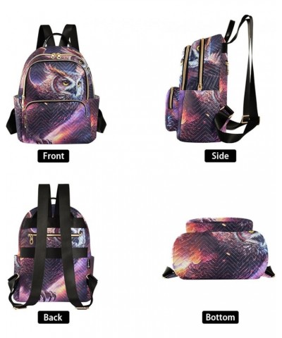 Small Fashion Backpack for Women Owl Space Style Print Ladies Travel Daypack Aesthetic Shoulder Bag 10.2×5.1×12.5 IN $15.36 B...