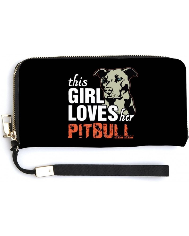 This Girl Loves Her Pit Bull Women's PU Leather Wallet with Card Holders Money Organizer Zipper Purse Wristlet Handbag $12.42...