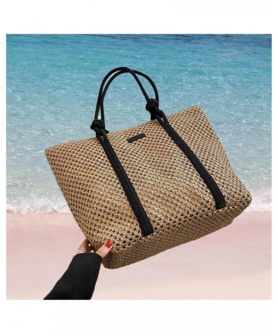 Women Straw Tote Bag Casual Summer Beach Bag Rattan Woven Handbags Handmade Travel Shoulder Bag (Color : B) A $19.32 Shoulder...