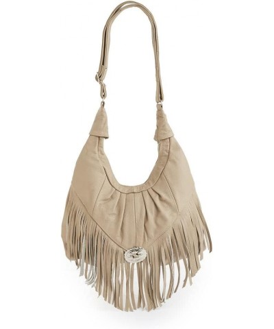 Leather Fringe Purse Fringe Leather Hobo Cross Body Bag - Leather Handbag Beige $35.70 Hobo Bags