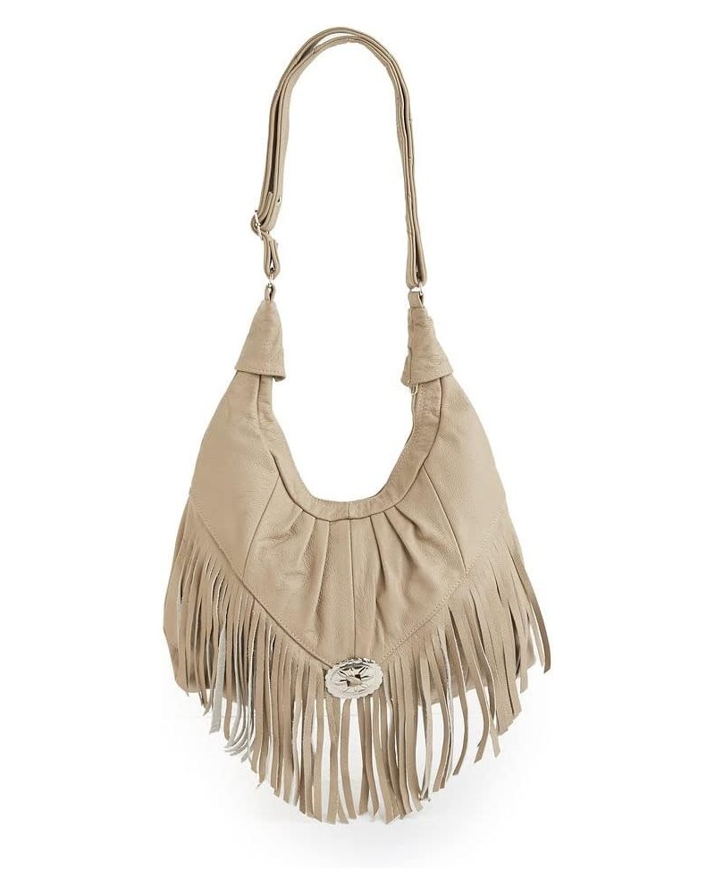 Leather Fringe Purse Fringe Leather Hobo Cross Body Bag - Leather Handbag Beige $35.70 Hobo Bags