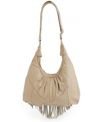 Leather Fringe Purse Fringe Leather Hobo Cross Body Bag - Leather Handbag Beige $35.70 Hobo Bags