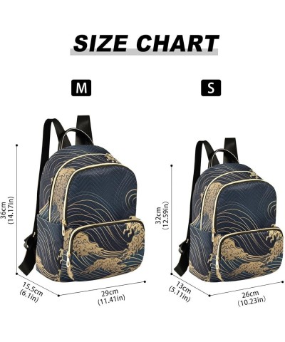 Small Fashion Backpack for Women Luxury Wave Print Ladies Travel Daypack Aesthetic Shoulder Bag 11.4×6.1×14.1 IN $16.31 Backp...