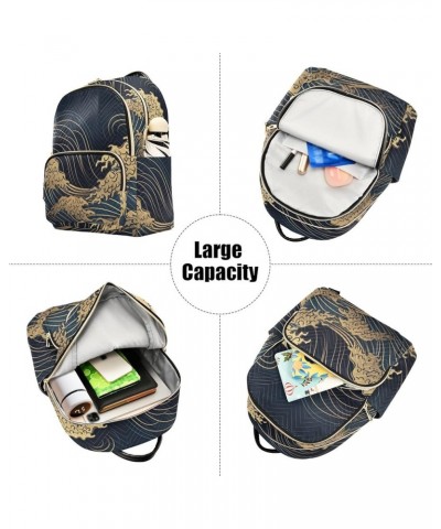 Small Fashion Backpack for Women Luxury Wave Print Ladies Travel Daypack Aesthetic Shoulder Bag 11.4×6.1×14.1 IN $16.31 Backp...