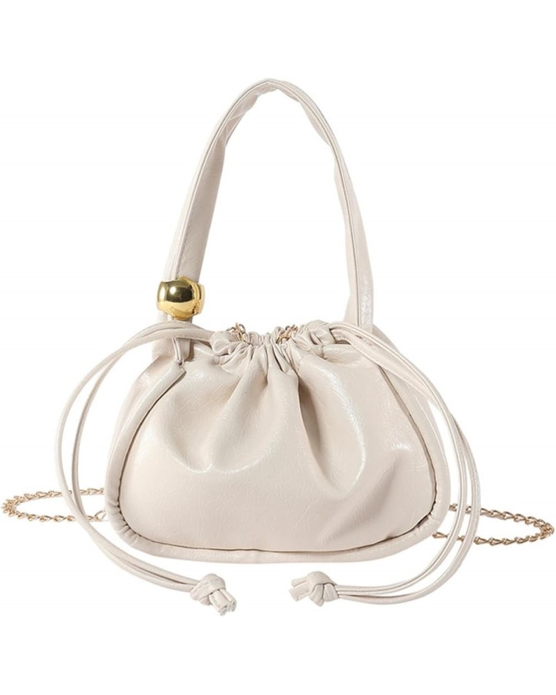 Women's French Trendy Drawstring Handbag Crossbody Shoulder Bag for Women Hobo Bag Small Leather Bucket Tote Purse White $17....