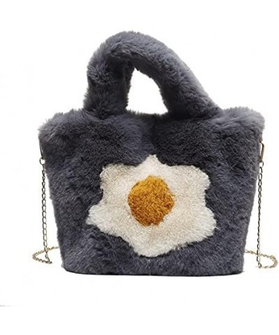 Women Plush Bags,Faux Fur Top-Handle Bag with Pure Color+Zipper,Dumpling Bag Fashion Hand-held Woolen Bag Blue $14.00 Evening...