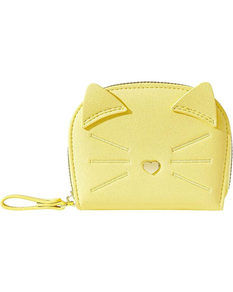 Women Wallet Fashion Cat Cute New Pasttern Versatile Practical Zipper Card Bag Handbag Canvas Wallets (Black, One Size) Yello...