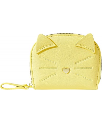 Women Wallet Fashion Cat Cute New Pasttern Versatile Practical Zipper Card Bag Handbag Canvas Wallets (Black, One Size) Yello...