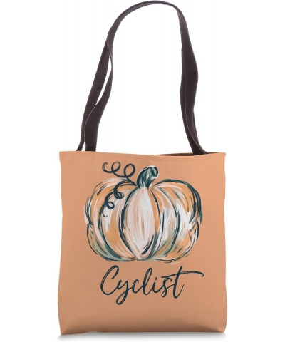 Cyclist Watercolor Pumpkin Fall Thanksgiving Halloween 2022 Tote Bag $14.20 Totes