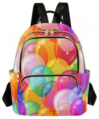 Colorful Balloon Pattern Mini Backpack Purse for Women, Travel Backpack Fashion Backpack Handbag Shoulder Bag Small Casual Da...