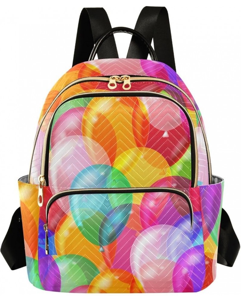 Colorful Balloon Pattern Mini Backpack Purse for Women, Travel Backpack Fashion Backpack Handbag Shoulder Bag Small Casual Da...