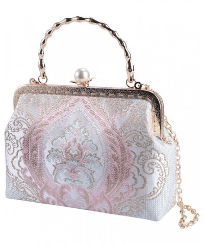 2pcs embossed bag Handmade Brocade Evening Purse womens tote purse Brocade Evening Handbag ladies Pinkx2pcs $19.55 Totes