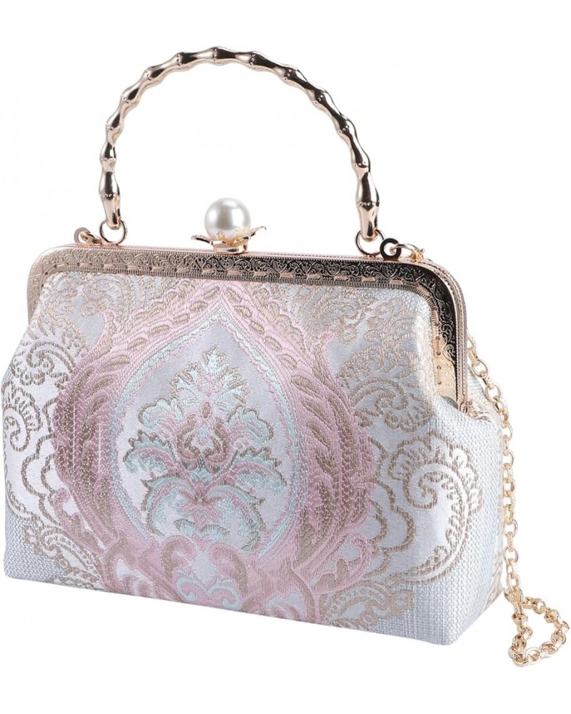 2pcs embossed bag Handmade Brocade Evening Purse womens tote purse Brocade Evening Handbag ladies Pinkx2pcs $19.55 Totes