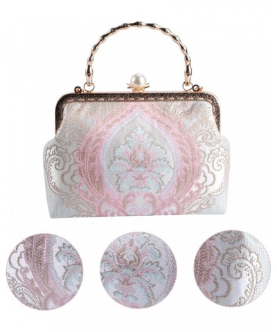 2pcs embossed bag Handmade Brocade Evening Purse womens tote purse Brocade Evening Handbag ladies Pinkx2pcs $19.55 Totes